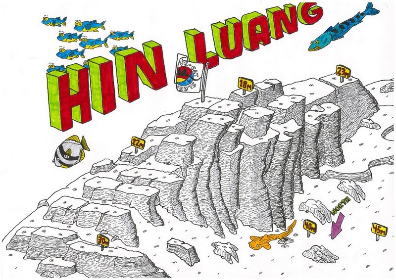 Hin Luang qui signifie le Rock jaune, en langue thaï, ce nom a été donné en raison des milliers de minuscules beau corail mou jaune qui dominent ce site Hin Luang qui signifie le Rock jaune, en langue thaï, ce nom a été donné en raison des milliers de minuscules beau corail mou jaune qui dominent ce site